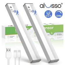 2Pcs Strip Light LED Motion Sensor USB Rechargeable Magnetic Cabinet Closet Lamp