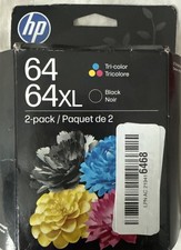 HP 64XL/64 Black High Yield and Tri-Color Standard Yield Ink Cartridges 2-Pack