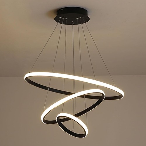 Lámpara Colgante LED Moderna Tricolor Ajustable 3 Anillos Lámpara de Techo Dormitorio - Imagen 1 de 11