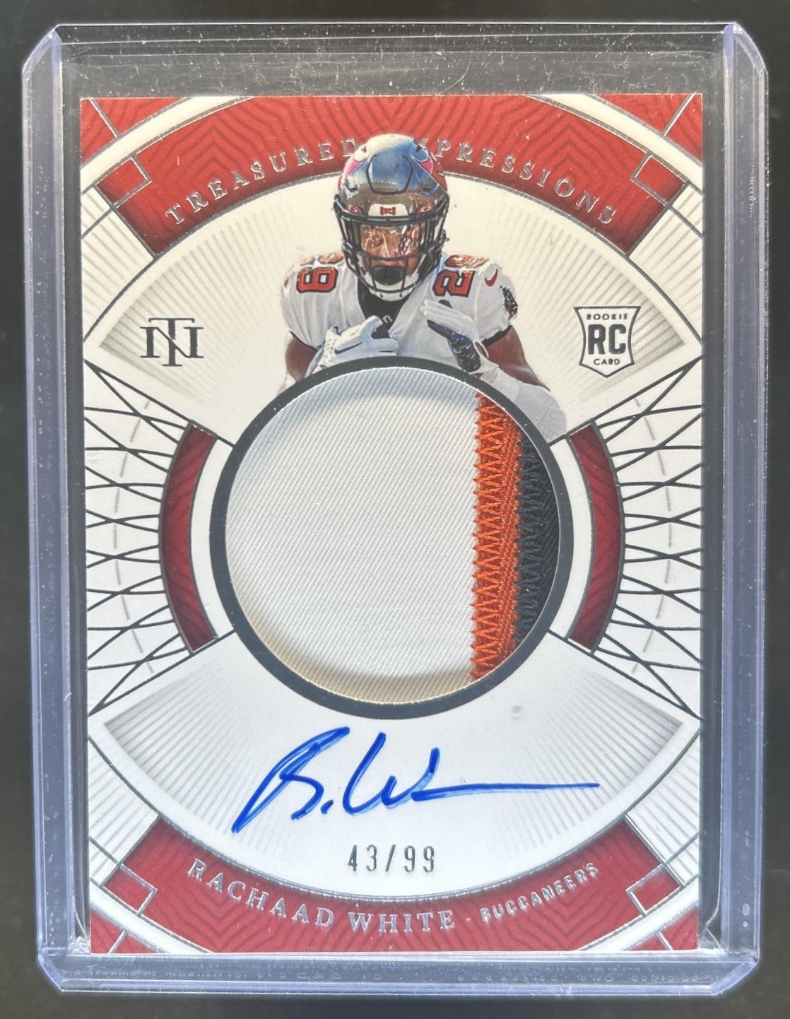 Rachaad White Panini National Treasures Rookie Treasured Impressions Relic Autograph #RWH Base