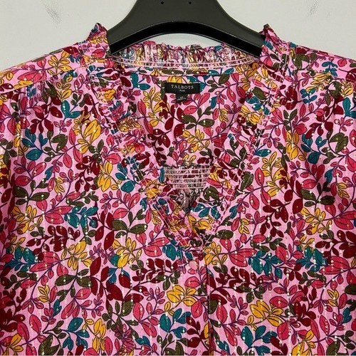 Talbots Ruffled Button Front Blouse Women’s Size 3X Floral Metallic Colorful - Picture 4 of 9