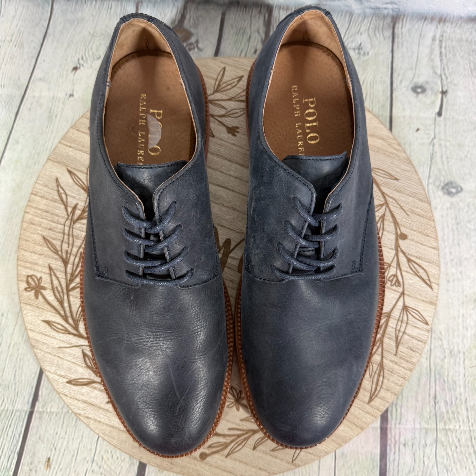 Polo Ralph Lauren Torrington NT Navy Blue Leather Oxford Bucks Size 9 D Shoes thumbnail 7