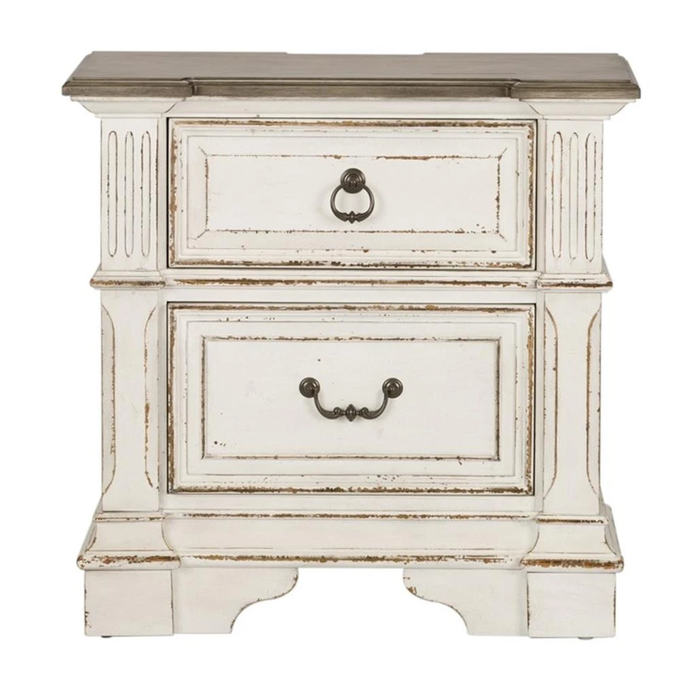 Abbey Park White 2 Drawer Night Stand w/ Charging Station - Image 2 of 4