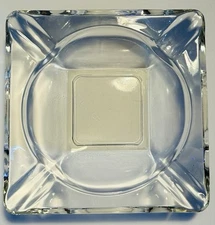 Vintage Clear Square Glass Ashtray 6" With 4 Slots