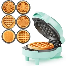 4 inch 6-in-1 Mini Waffle Maker with 6 Removable Plates Non-Stick Chaffle