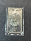 1982 G.S.M. Merry Xmas Santa/Snowman 1 oz  .999 Fine Silver Art Bar