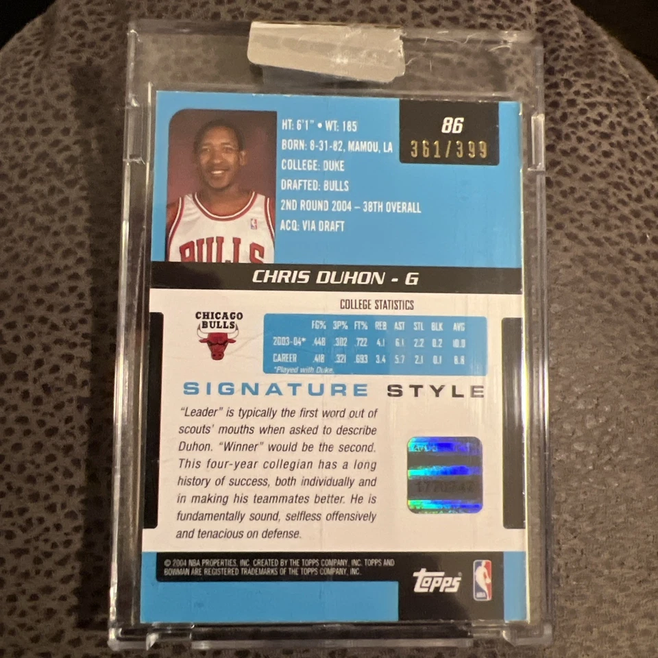 CHRIS DUHON 2004-05 BOWMAN SIGNATURE EDITION JERSEY RC AUTO /399 CHICAGO BULLS - Image 2 of 2
