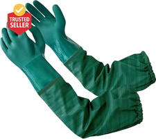 Extra-Long 26" Rubber Pond Gloves, Chemical Resistant Gloves PVC Reusable,Heavy