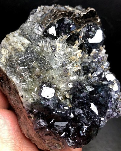 398g WOW! Fantastic BLUE Fluorite&skeletal Elestial Quartz Crystal POINT g347 - Picture 3 of 10
