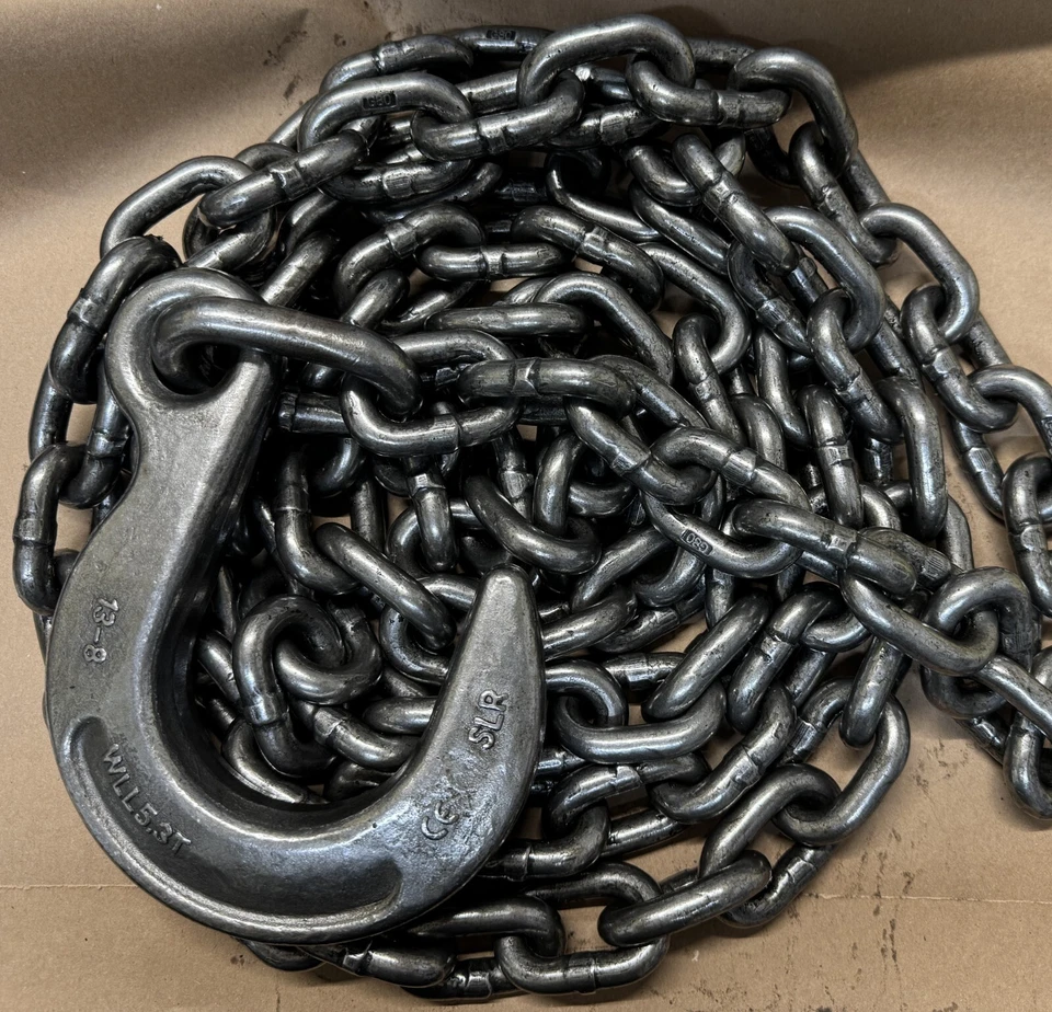 Gancho de fundição Clevis grau 100 1/2" 5,3 toneladas com corrente livre grau 80 acabamento oleado - Imagem 2 de 4