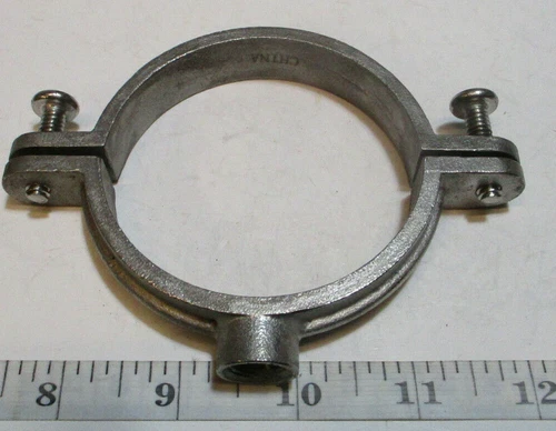 Stainless Steel 2-1/2" Pipe Snug-Hold Threaded-Rod-Mount Clamping Hangers 