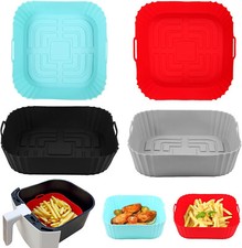 NEW 4 Pack Square Silicone Air Fryer Liners for 4-7 QT Air Fryers, Reusable