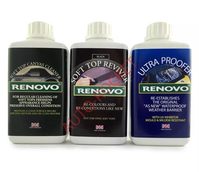 RENOVO BLACK SOFT TOP REVIVER KIT CLEANER - COLOUR - WATER & UV ULTRA PROOFER - Foto 14