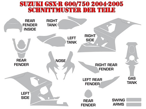 KIT GRÁFICO DE DECORACIÓN DE CARRERAS AMR SUZUKI GSX-R 600/750/1000/1300 GUERRA MUNDIAL 2/2W2 B - Imagen 4 de 9