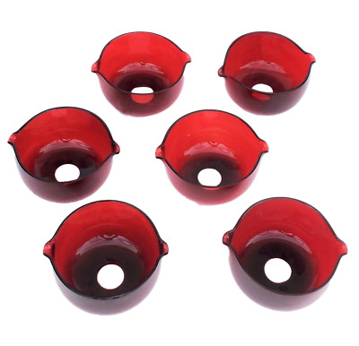 Very Rare Set of 6 Early 19th Century Ruby Red Wine Glass Rinsers,  Regency