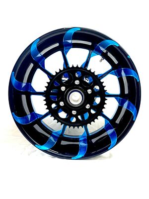NINJA 300 FAT TIRE BLACK & CANDY BLUE TORNADO WHEELS 06-11