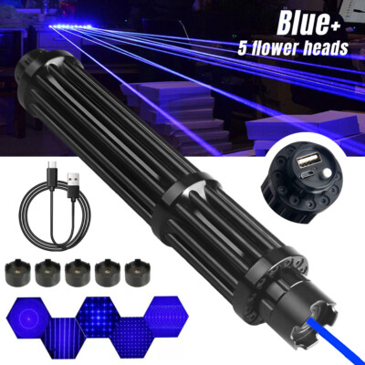 #ad 10Watt Adjustable High Power Blue Burning Laser Pointer Visible Dot Torch Light $58.98