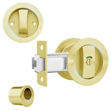 Golden 2 3/4 Backset Pocket Door Hardware with Thumb Pull Round Pocket Door L...