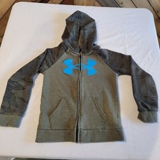 UNDER ARMOUR LOOSE FIT BOYS GRAY GRAPHIC ZIP UP HOODIE SIZE YOUTH SIZE 7