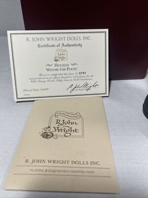 R John Wright Holiday Winnie The Pooh Doll 791/1000 SIGNED