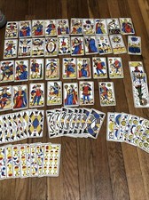 Vintage Tarot of Marseilles Cards BP Grimaud, Incomplete Set Of 72 Cards