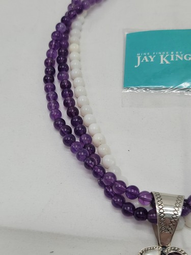 Collier Jay King pendentif perles améthyste et quartz rose 3 brins 925 DTR - Photo 3/11