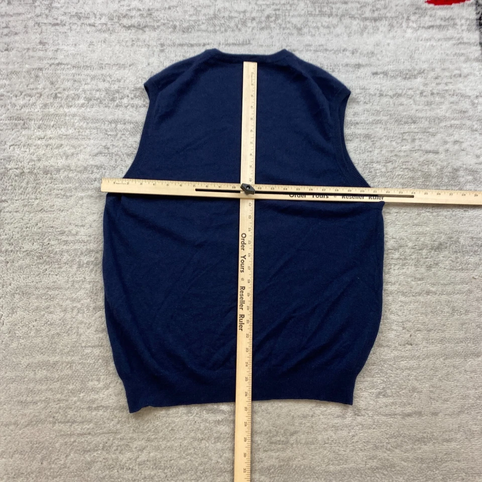 Club Room Cashmere Vest Large Blue Sleeveless Preppy Casual Outdoor Hiker Mens - Image 4 of 4
