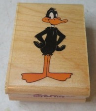 Rubber Stampede Looney Tunes Daffy Duck Rubber Stamp 014-D GUC Wood Base 1992