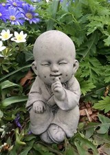 🇬🇧 STONE GARDEN SMALL CUTE ZEN BABY MONK BUDDHA / BUDDAH STATUE ORNAMENT 🙏🌿