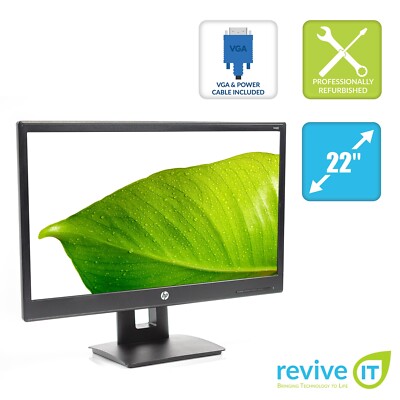 HP VH22 22'' Widescreen Full HD 1920x1080 16:9 LED LCD Monitor VGA DVI DP Grade A