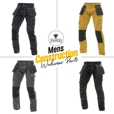Mens Construction Cordura Knee Reinforcement Workwear Trousers Utility Work Pant