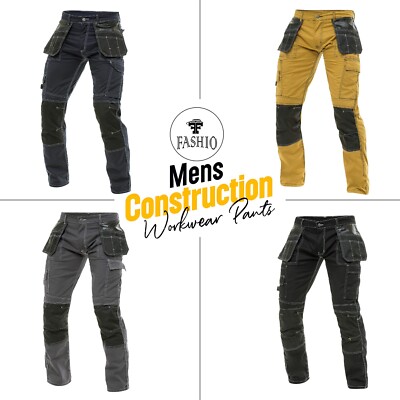 Mens Construction Cordura Knee Reinforcement Workwear Trousers Utility Work Pant