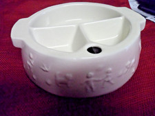 Vtg Baby Food Warmer Dish Ceramic Pink Bowl Animals Divided w/Water Reservoir