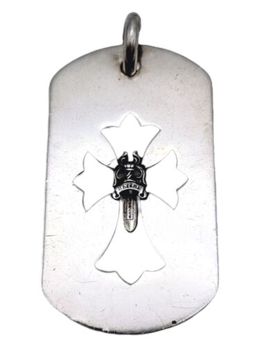 Pendant Chrome Hearts 1998 Dagger Dog Tag 925 Sterling Silver 2" Long 1 1/8"Wide - Afbeelding 1 van 12