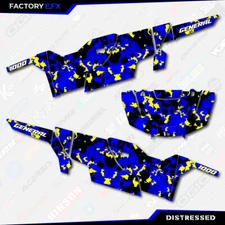 Blue & Yellow Distressed Camo Graphics kit fits Polaris General 4 Door 16-23