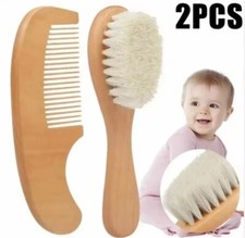 2pcs baby comb set baby care hair brush soft wool wood comb,Newborn to kids.
