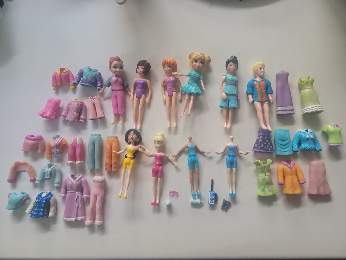 Polly Pocket Rubber Clothes Dolls Accessories Multiple Piece Lot 2000s