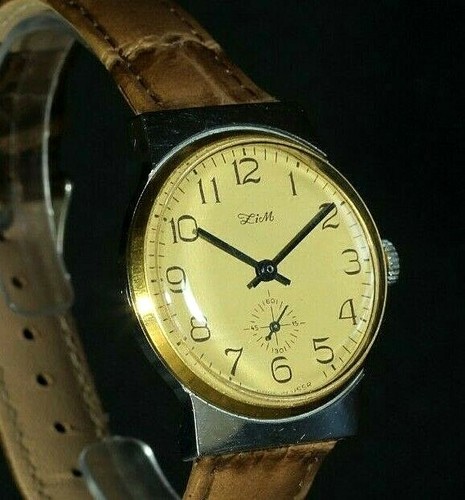 Rare Pobeda ZIM watch Vintage soviet mechanical wrist mens Gold Plate bezel USSR - Picture 12 of 12