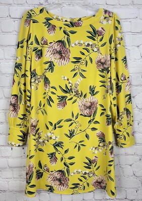 Ann Taylor Loft Yellow Floral Dress Spring Preppy Cottage