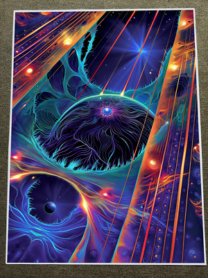 Galactic Vortex: Intricate Cosmic Art with Vibrant Interstellar 18x24in