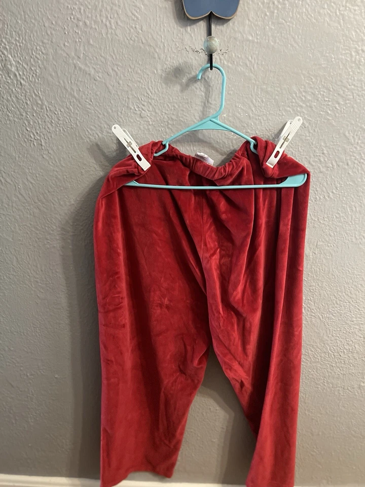 Pantalones Charter Club para mujer de terciopelo rosa de felpa rojo oscuro talla 3x Foto 3 de 4