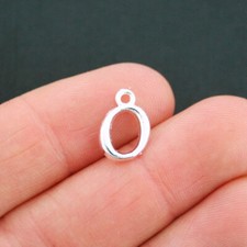 6 Letter O Charms Antique Silver Tone Cursive Alphabet - SC5362