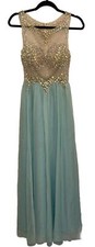 Fabuluxe Couture Iridescent Bead Sequins Sheer Bodice Chiffon Skirt NWT Sz XS
