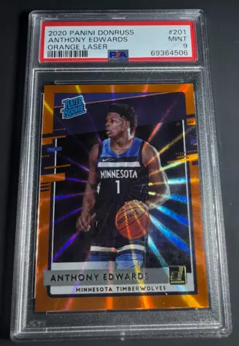 2020 Panini Donruss Orange Laser Anthony Edwards Rookie Card PSA 9