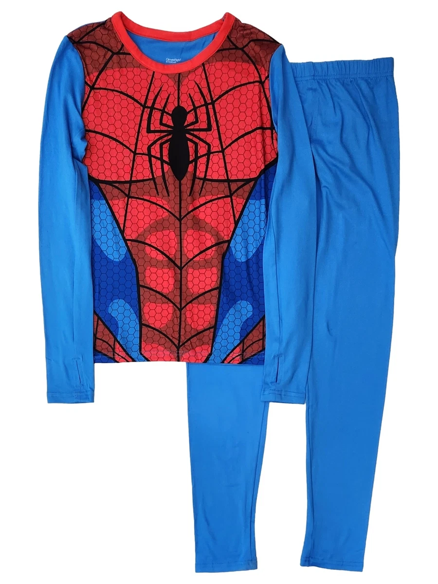 Cuddl Duds Boys Blue & Red Spiderman Thermal Underwear Long Johns