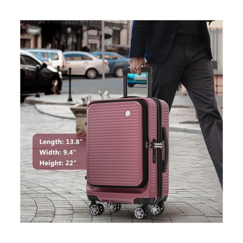 Carry-on Luggage 20 Inch Front Open Luggage Lightweight Suitcase with Front P... - Picture 6 of 8