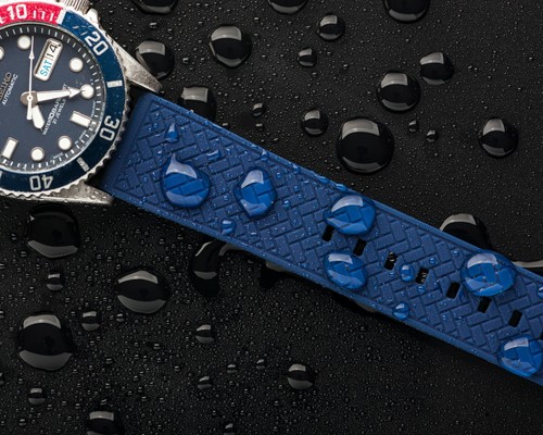Banda de reloj de liberación rápida de silicona patrón espina de arenque - azul marino - 22 mm - Imagen 8 de 9
