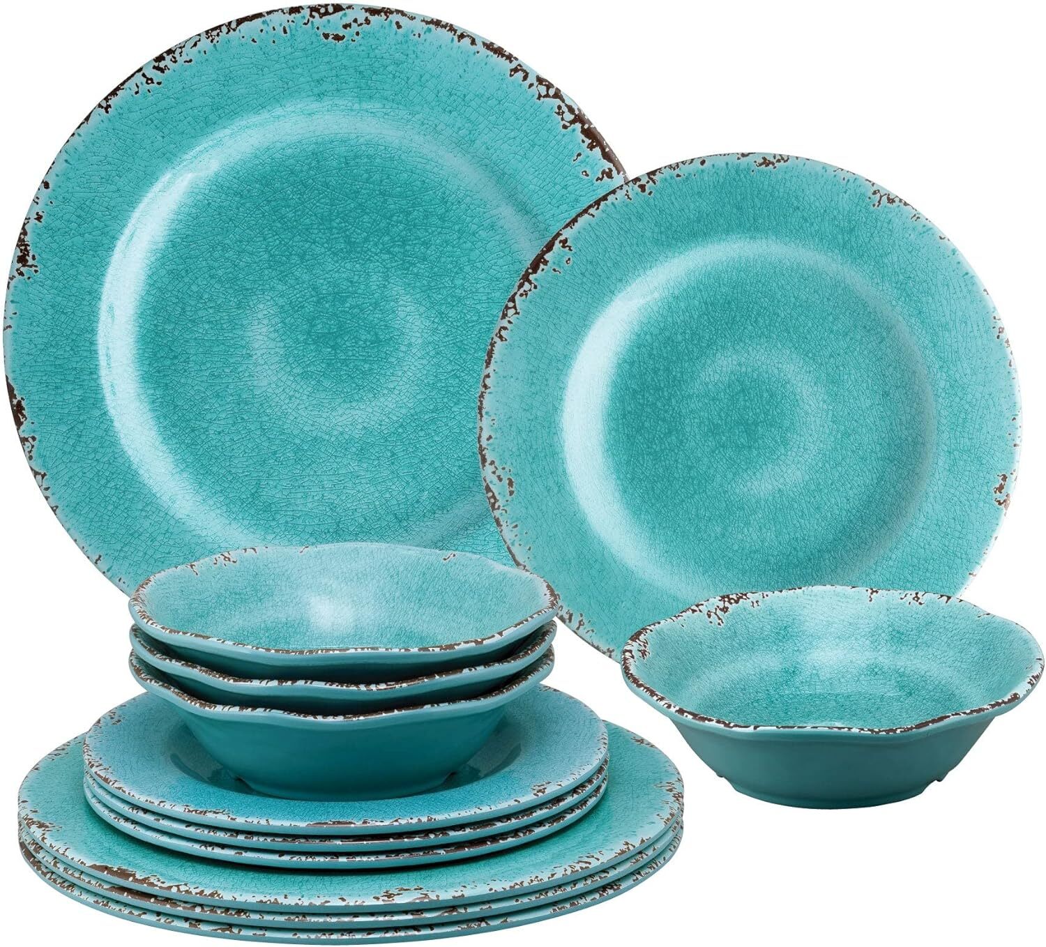 UPware 12-Piece Melamine Dinnerware Set, Includes Dinner Pla