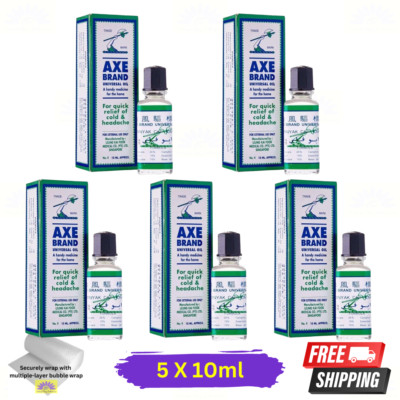 5 X Axe Brand Universal Oil 10ml For Cold Headache Stomachache Insect Bites