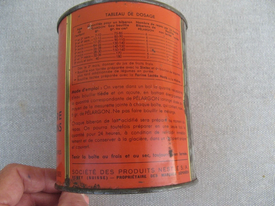 Ancienne boite publicitaire en tôle LAIT PELARGON de NESTLE - Photo 3/4